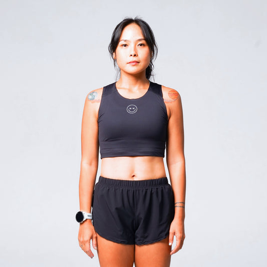 [MADE FOR WOMEN] FAST AND FUN RUNNING CROP TOP WOMEN BASIC BLACK